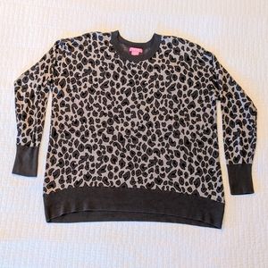 Isaac Mizrahi Grey Leopard Print Sweater XXL